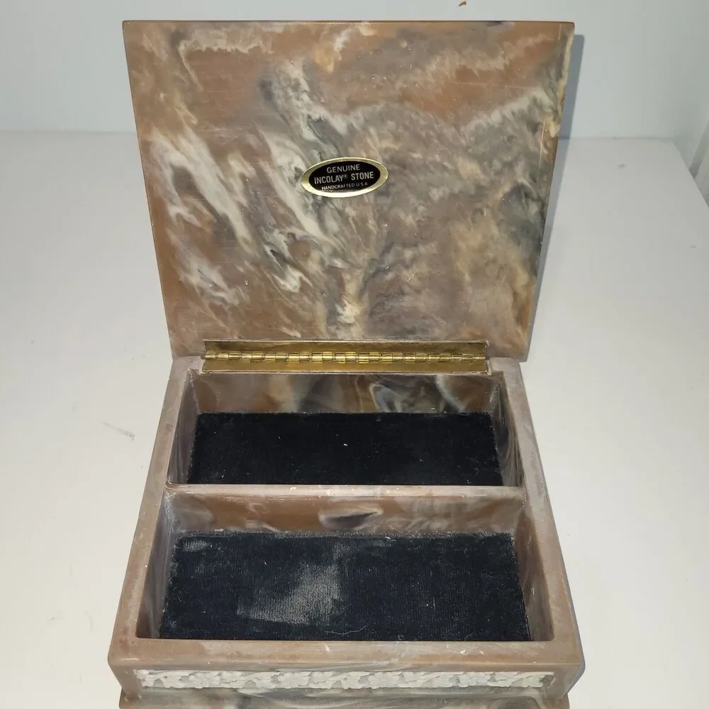Incolay Stone Jewelry Box Horses Mares Wild Stallions Handcrafted In USA